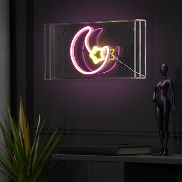 Moon 11.8" Contemporary Glam Acrylic Box USB Operated LED Neon Light - JONATHAN Y